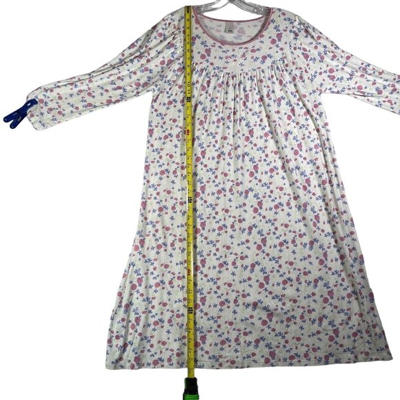 Calida Womens Nightgown Size M White Pink Blue Floral Long Sleeve Cotton 33646 - Picture 10 of 11